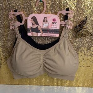 Under Control  2-Pack Seamless Nursing Bras - Black and Tan